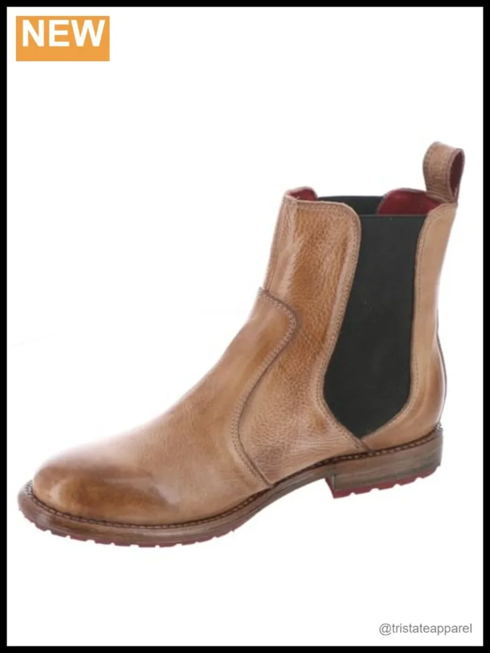 Women's Rustic Leather Chelsea Ankle Boots Pull-On Low Heel